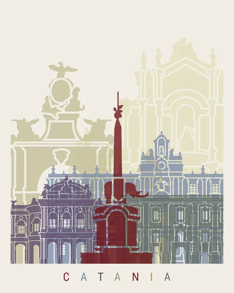 Plakat zur Skyline von Catania — Stockvektor