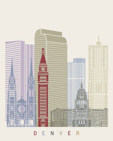 Denver skyline poster — Stock Vector
