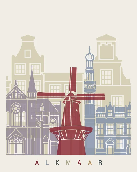 Alkmaar skyline poster — ストックベクタ