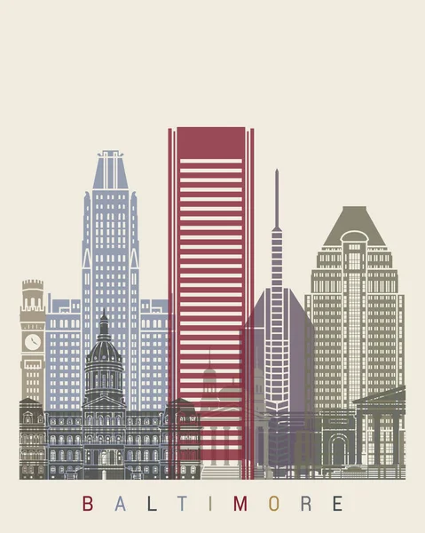 Baltimore skyline cartaz —  Vetores de Stock