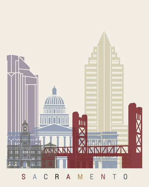 Cartel de Sacramento skyline — Archivo Imágenes Vectoriales