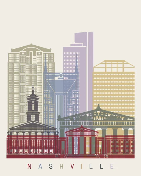 Cartel del skyline de Nashville — Archivo Imágenes Vectoriales