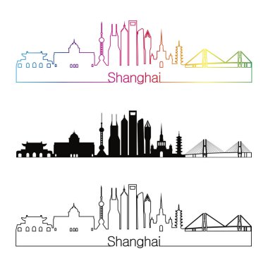 Gökkuşağı manzarası doğrusal stiliyle shanghai