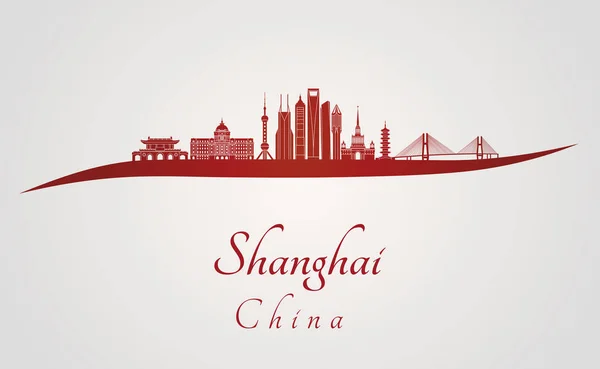 Shangai V2 manzarası kırmızı — Stok Vektör