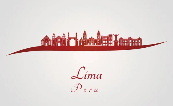Skyline Lima en rojo — Vector de stock