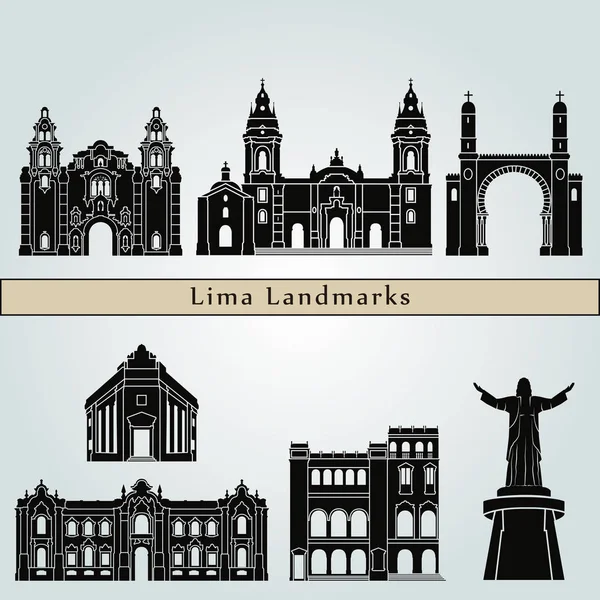Marcos e monumentos de Lima — Vetor de Stock