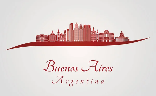 Horizonte Buenos Aires V2 em vermelho — Vetor de Stock