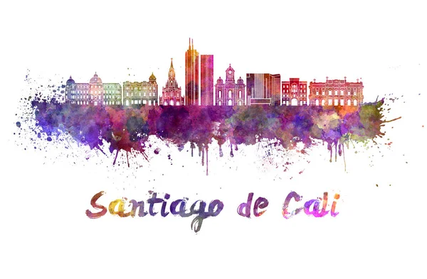 Santiago de Cali skyline dalam cat air — Stok Foto