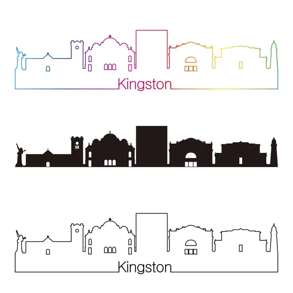 Kingston skyline lineáris stílusú szivárvány — Stock Vector