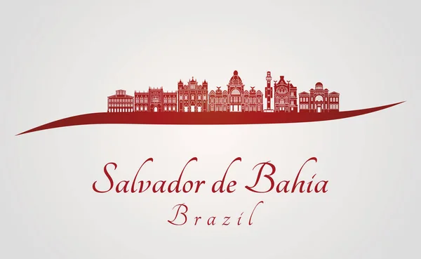 Salvador de Bahia V2 skyline em vermelho — Vetor de Stock