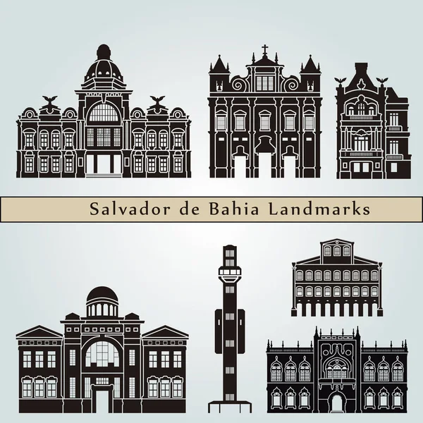 Salvador de Bahia V2 Landmarks — Stok Vektör