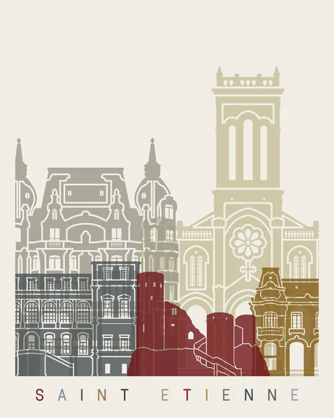 Saint Etienne skyline poster — 图库矢量图片