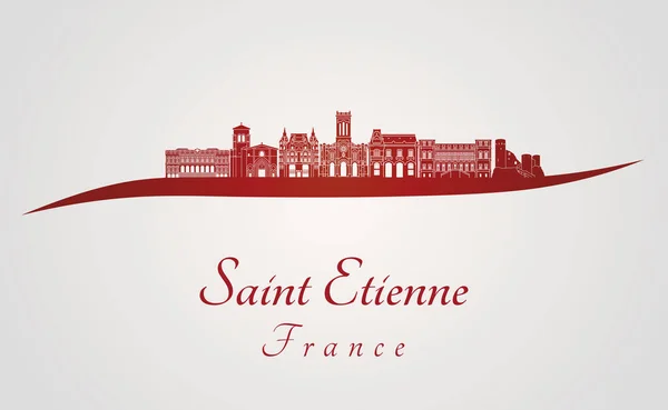Skyline de Saint Etienne en rojo — Vector de stock