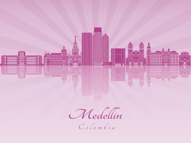 Mor parlak orkide Medellin manzarası