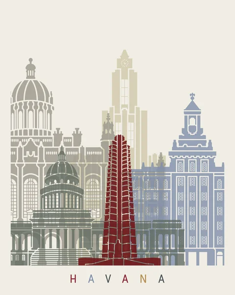 Cartel del skyline Havana V2 — Archivo Imágenes Vectoriales