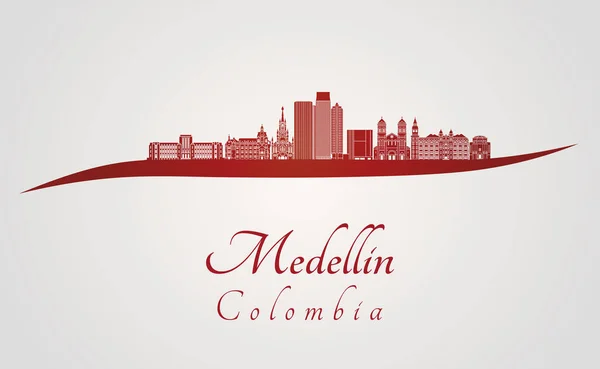 Skyline Medellin w kolorze czerwonym — Wektor stockowy