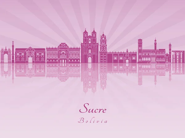 Sucre skyline in purple radiant orchid — Stock Vector