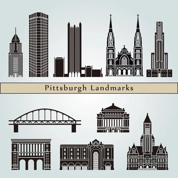 Pittsburgh V2 Luoghi di interesse — Vettoriale Stock