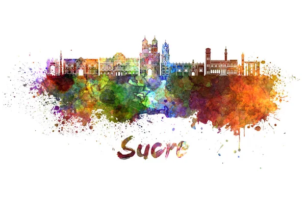 De skyline van Sucre in aquarel — Stockfoto