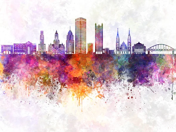 Pittsburgh V2 városkép akvarell háttér — Stock Fotó