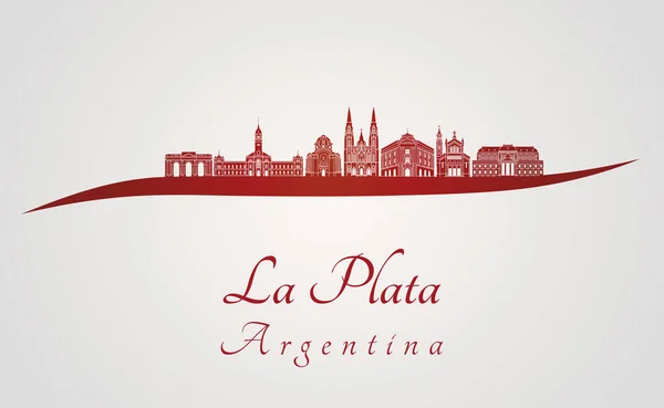 La Plata skyline in red — Stock Vector