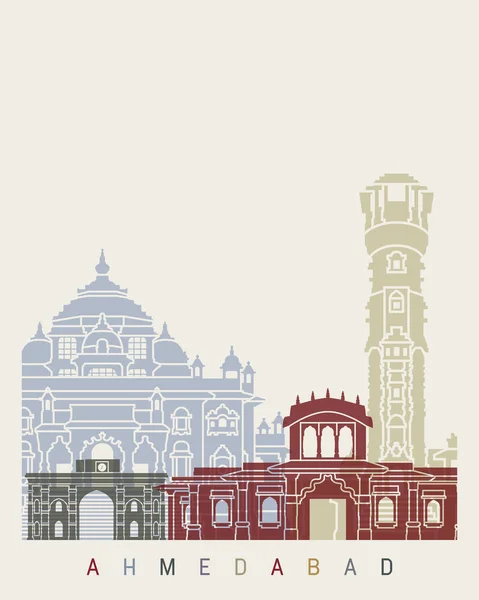 Afiche de Ahmedabad skyline — Vector de stock