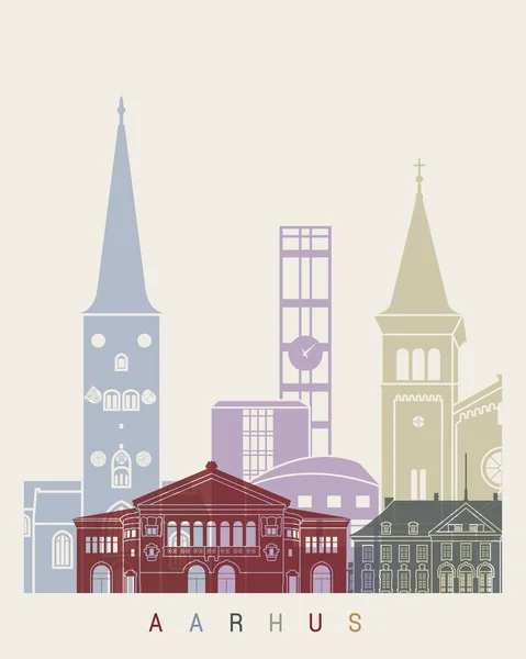 Aarhus Skyline poster — Stockvektor