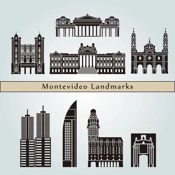 Montevideo Sehenswürdigkeiten und Denkmäler — Stockvektor