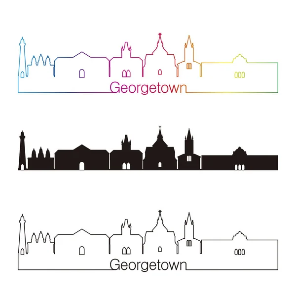 Georgetown skyline linjär stil med regnbåge — Stock vektor