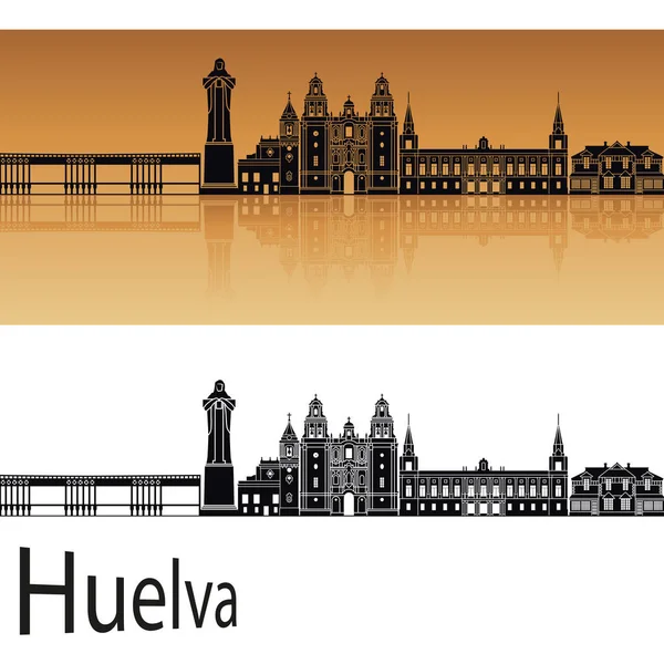 Skyline Huelva in arancione — Vettoriale Stock