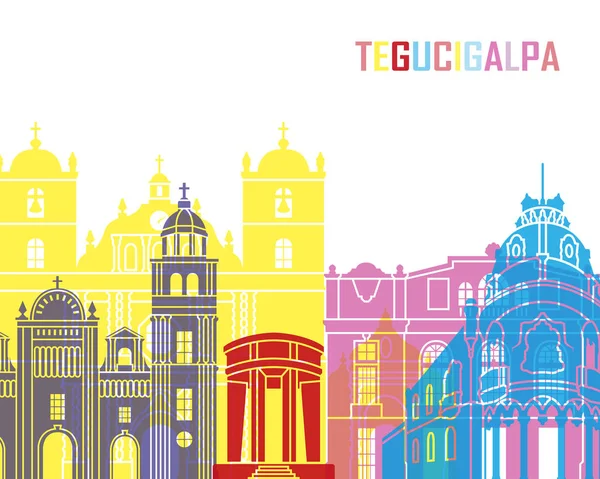 Horizonte de Tegucigalpa pop — Archivo Imágenes Vectoriales