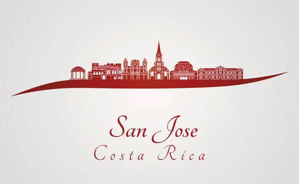 San Jose skyline in red — Stock Vector