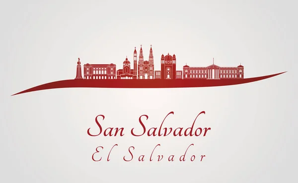 San Salvador skyline w kolorze czerwonym — Wektor stockowy