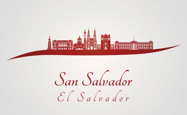 San Salvador skyline in red — Stock Vector