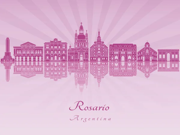 Rosario skyline em orquídea radiante roxa — Vetor de Stock