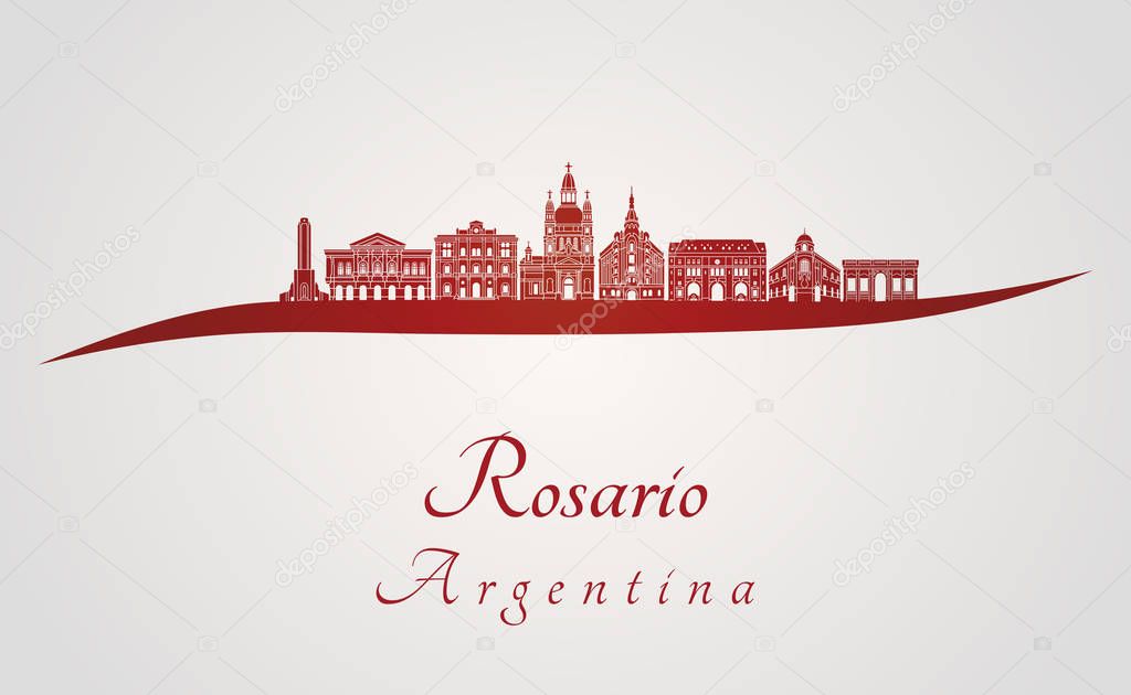 Rosario skyline in red