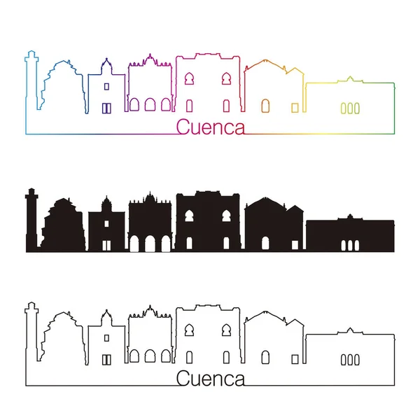 Cuenca skyline linear style with rainbow — Stock Vector