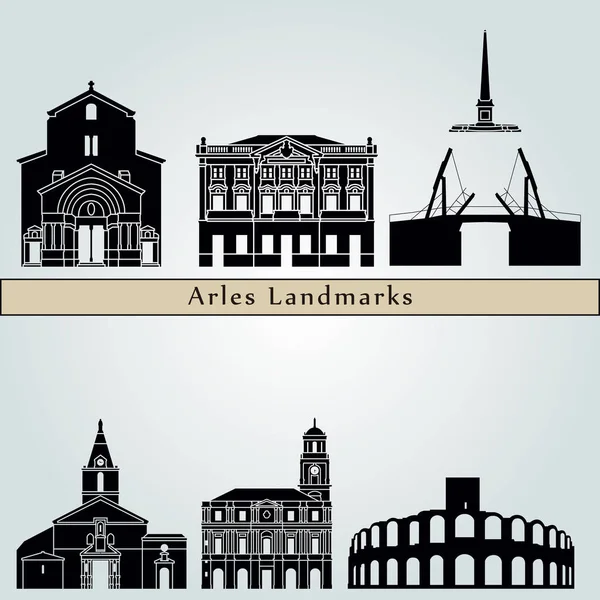 Arles Wahrzeichen und Denkmäler — Stockvektor