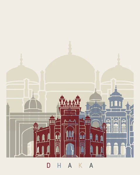 Affiche skyline de Dacca — Image vectorielle