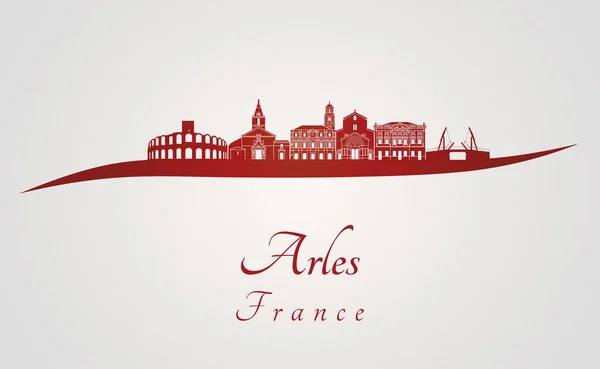 Arles skyline in red — Stock Vector