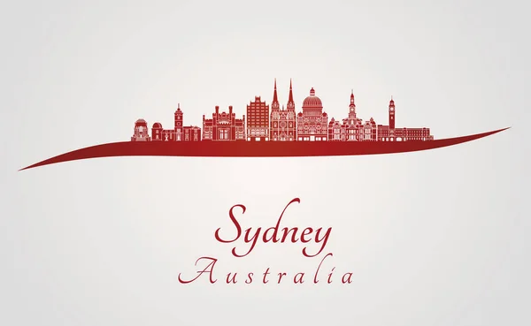 Skyline Sydney V3 in rosso — Vettoriale Stock
