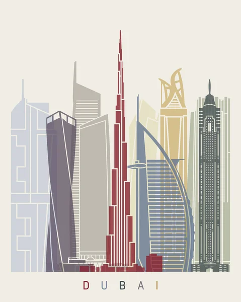 Cartel de skyline de Dubai V2 — Archivo Imágenes Vectoriales