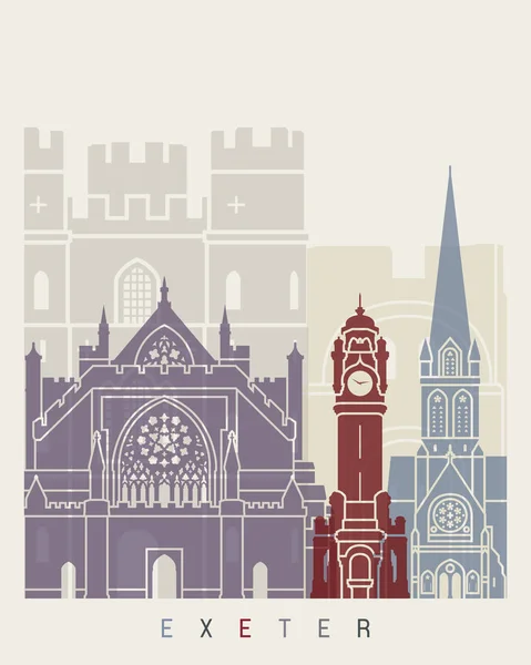 Exeter skyline cartaz —  Vetores de Stock