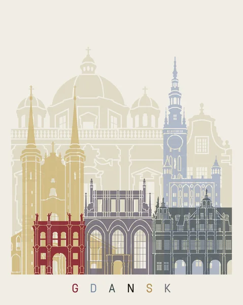 Cartel del skyline de Gdansk — Vector de stock