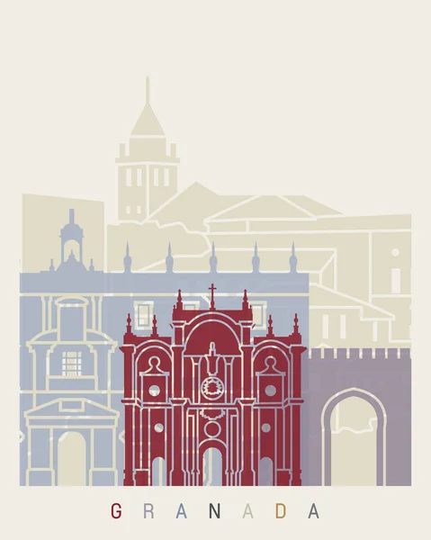Afiche skyline Granada — Vector de stock