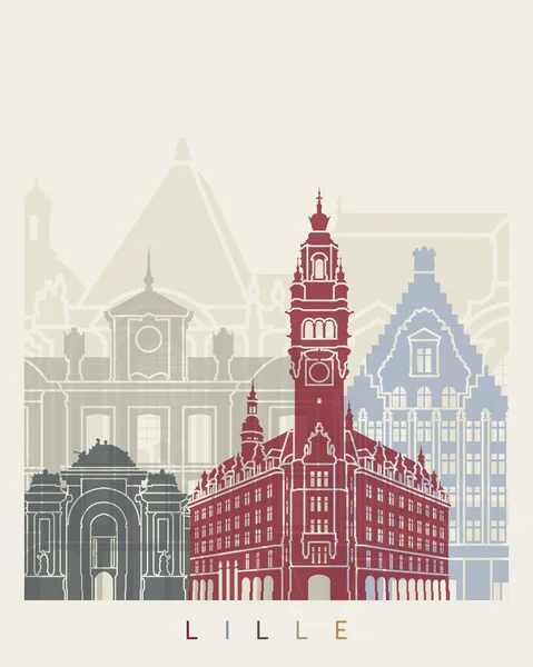 Lille skyline poster — Stok Vektör