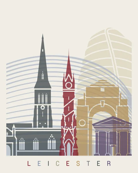 Cartaz do skyline de Leicester — Vetor de Stock