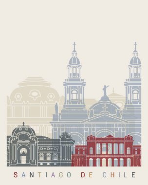 Santiago de Chile V2 skyline poster
