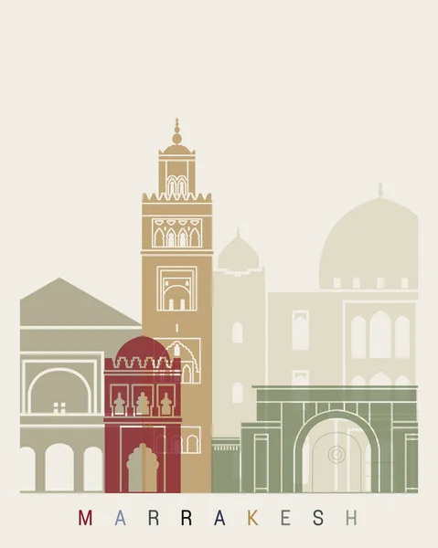 Affiche skyline Marrakech — Image vectorielle