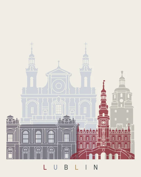 Affiche skyline Lublin — Image vectorielle